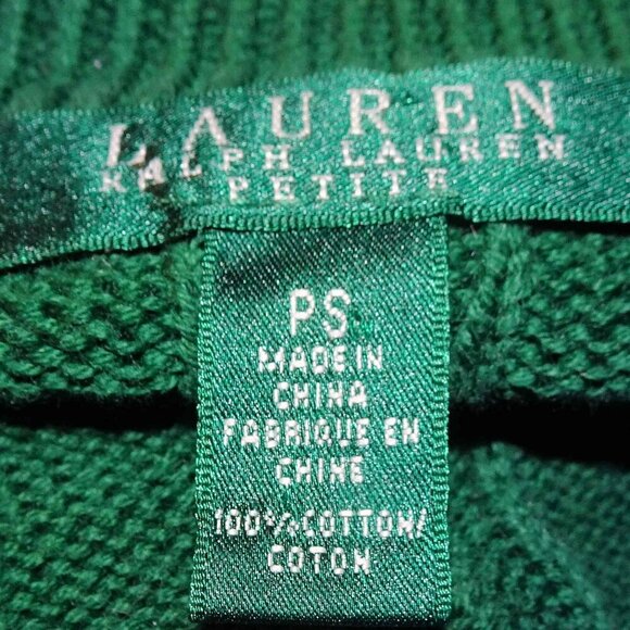 Ralph Lauren Green L/S Knit Cotton Sweater Sz PS - Picture 4 of 4